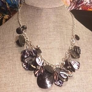 Black and Dark Purple Shell Necklace Mermaidcore - Pre-loved (17"-20")